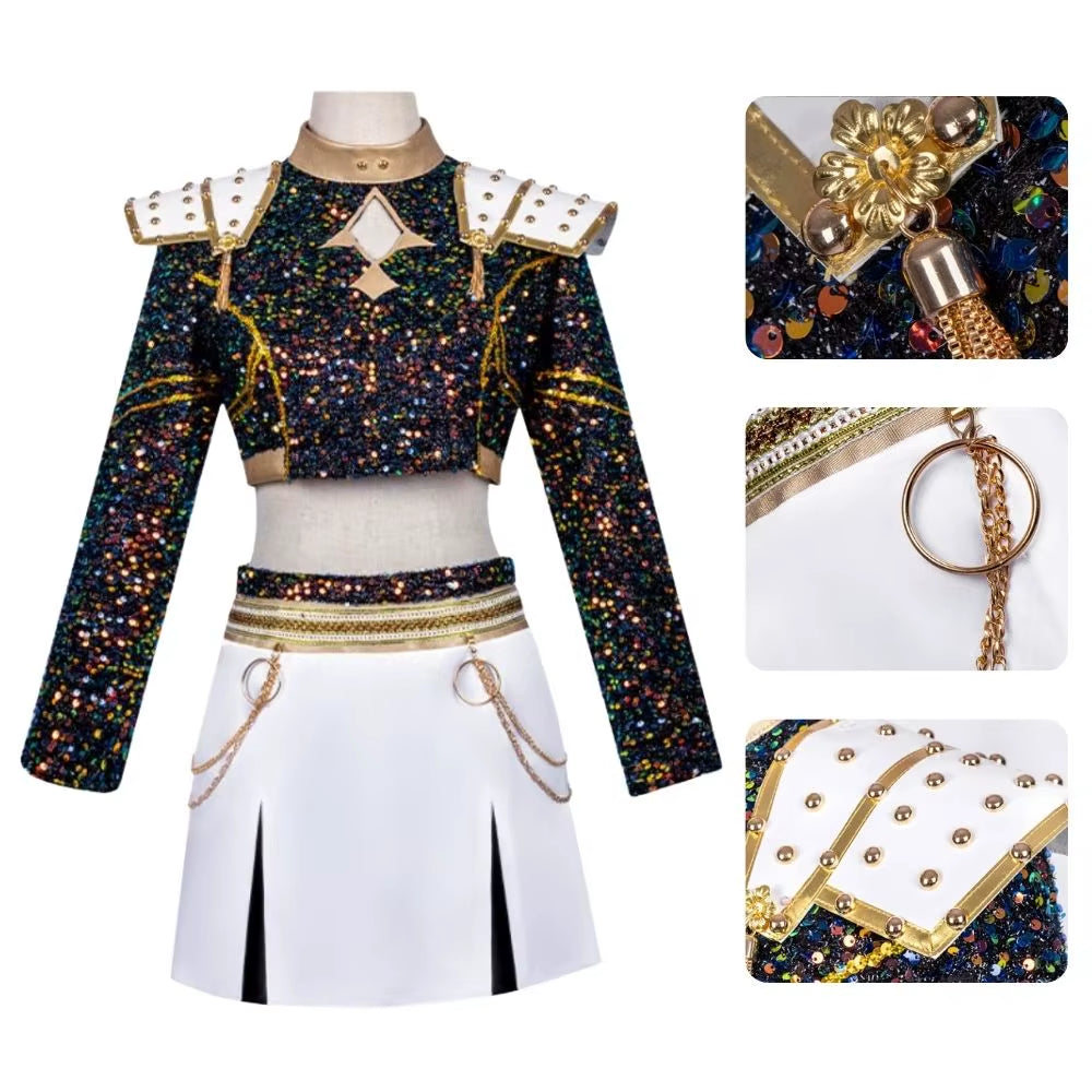 Kids Girls Kpop Demon Hunters Rumi Zoey Mira Cosplay Fantasia Costume for Child Idol Roleplay Outfits Halloween Carnival Suit